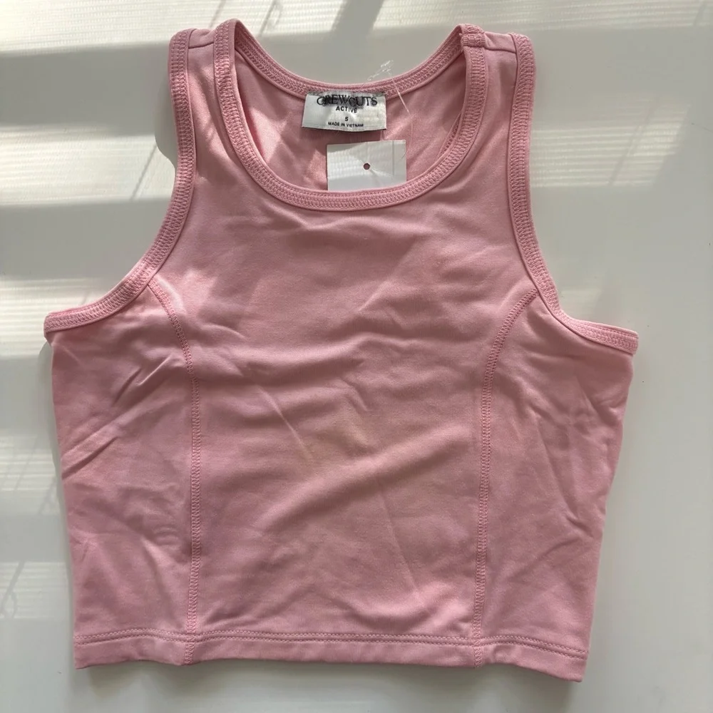 NWT J. Crew Crewcuts Girls' Seamed Tank Top Performance Jersey Pink